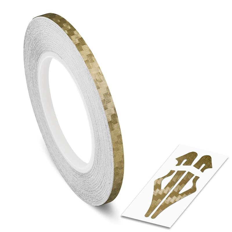 Fita Pin Stripe Autoadesiva de Vinil AutoXpress Motors Group 3mm Carbon Fiber Gold – Rolo com 9,80 m