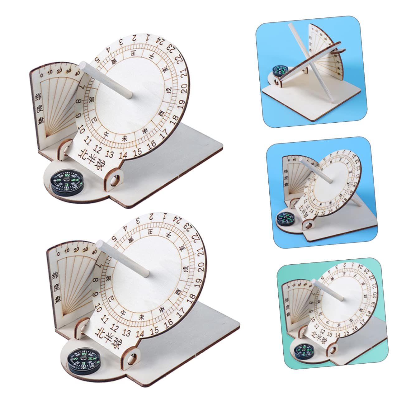 Alasum 2pcs Scientific Sundial Model Creative Equatorial Sundial Clock for Boys and Girls Educational Experiments and Ancient Timekeeping