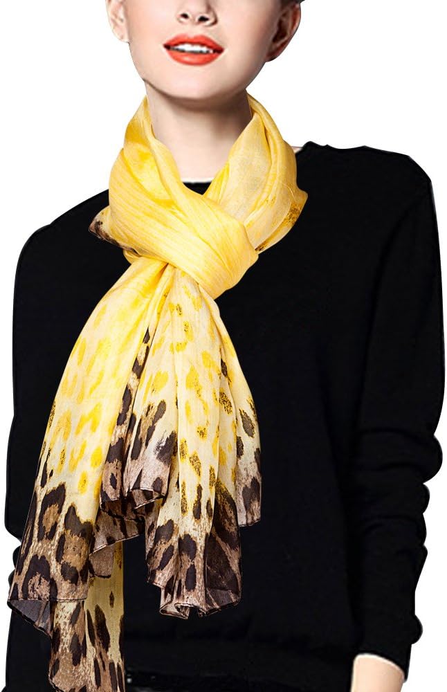 EcoWonder 100% Silk Scarf for Women Fashion Shawls Lightweight Long Silk Scarf Silk Head Scarf Ladies Wonderful Gift