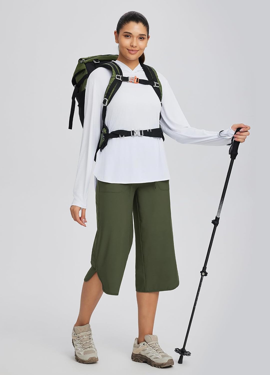 baleaf Women's Capri Pants Wide Leg Plus Size UPF50+ Lightweight Quick Dry Pants Casual Loose Sweatpants Hiking Walking - Image 6