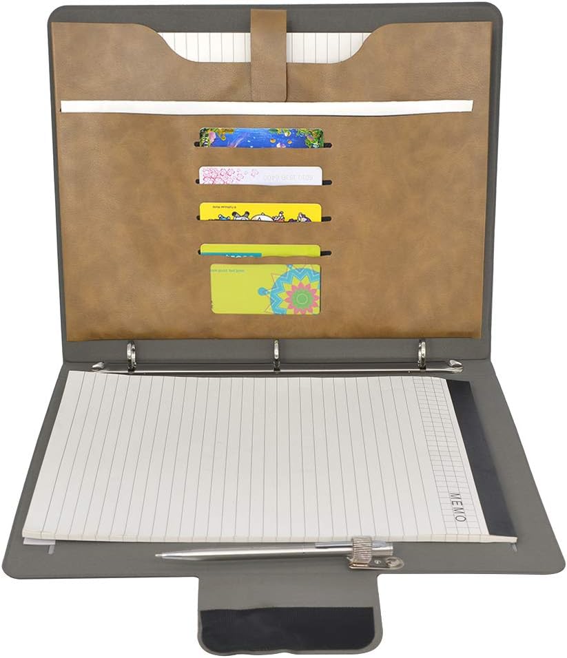 Padfolio Ring Binder File Folder, Business and Interview Portfolio with 3-Ring Binder (Brown) : Office Products
