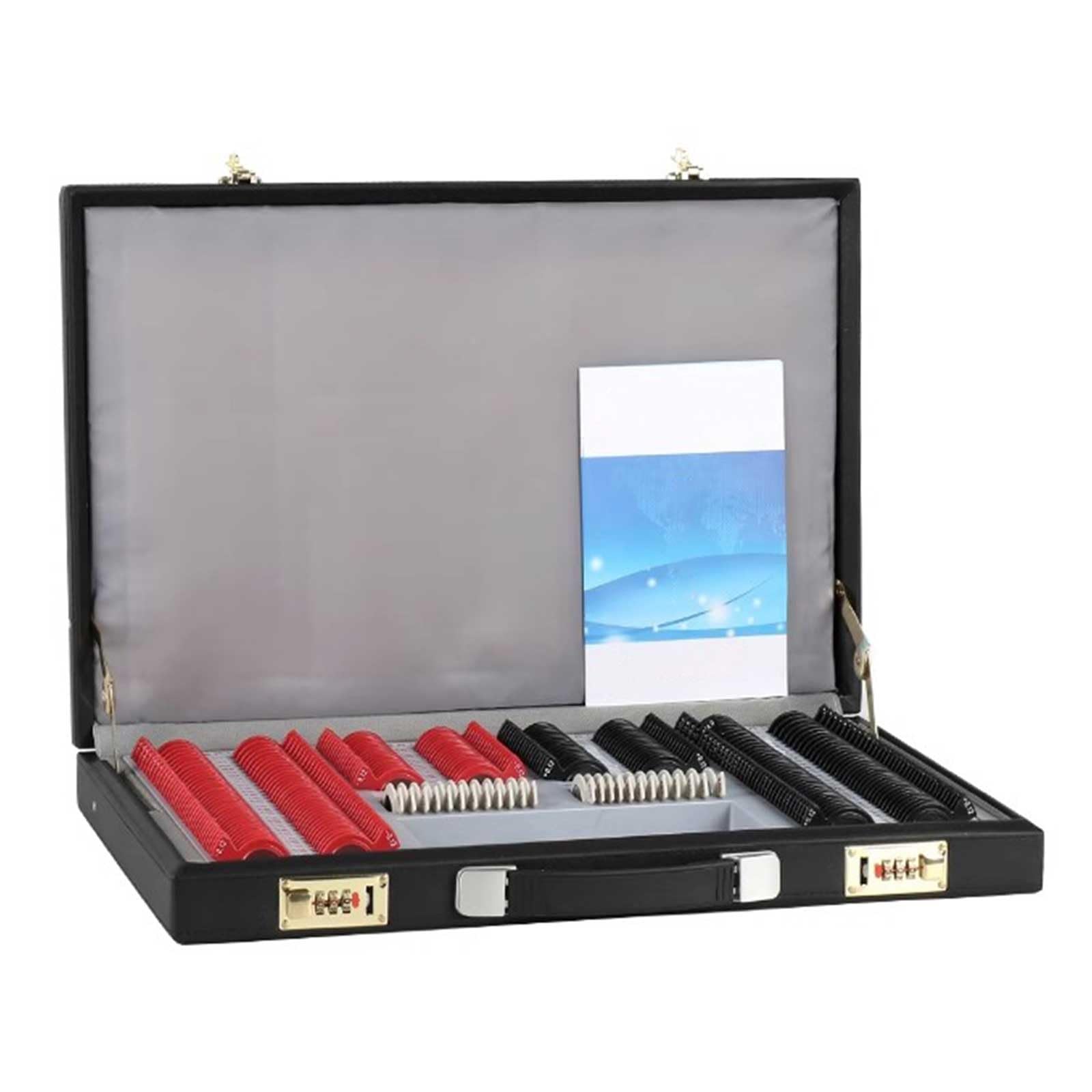 Generico Set di Lenti di Prova per optometria con Astuccio in PU - Montatura in plastica di precisione per esami oculistici Professionali e Test della Vista.