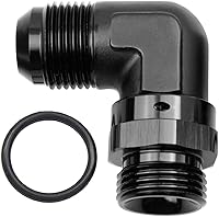 Vista 30 de Adaptador de riel de bomba de combustible macho de aluminio de radio de alto flujo 45 grados 6AN macho a 4AN macho con junta tórica AN4 ORB, negro