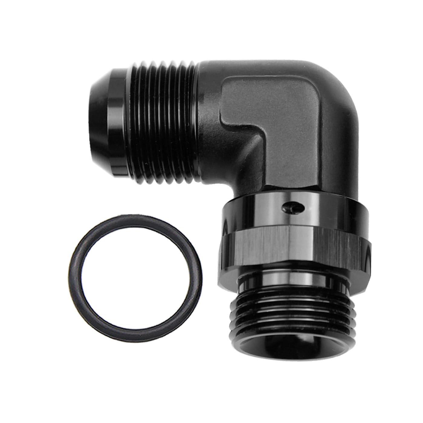 Adaptador AN12 de aluminio mecanizado de 90 grados con junta tórica ORB