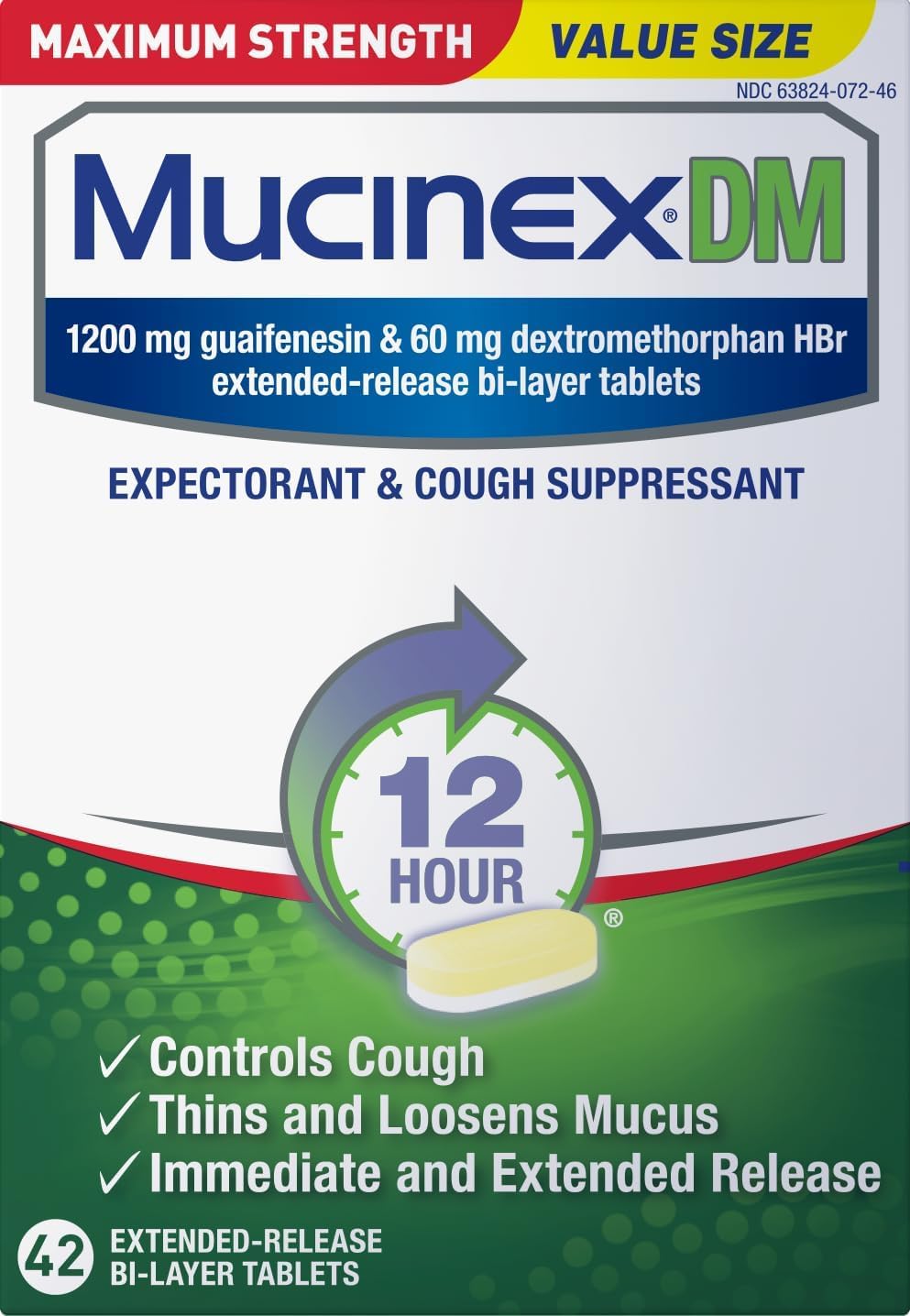 Mucinex DM Maximum Strength 12 Hour Tablets, 42 Count