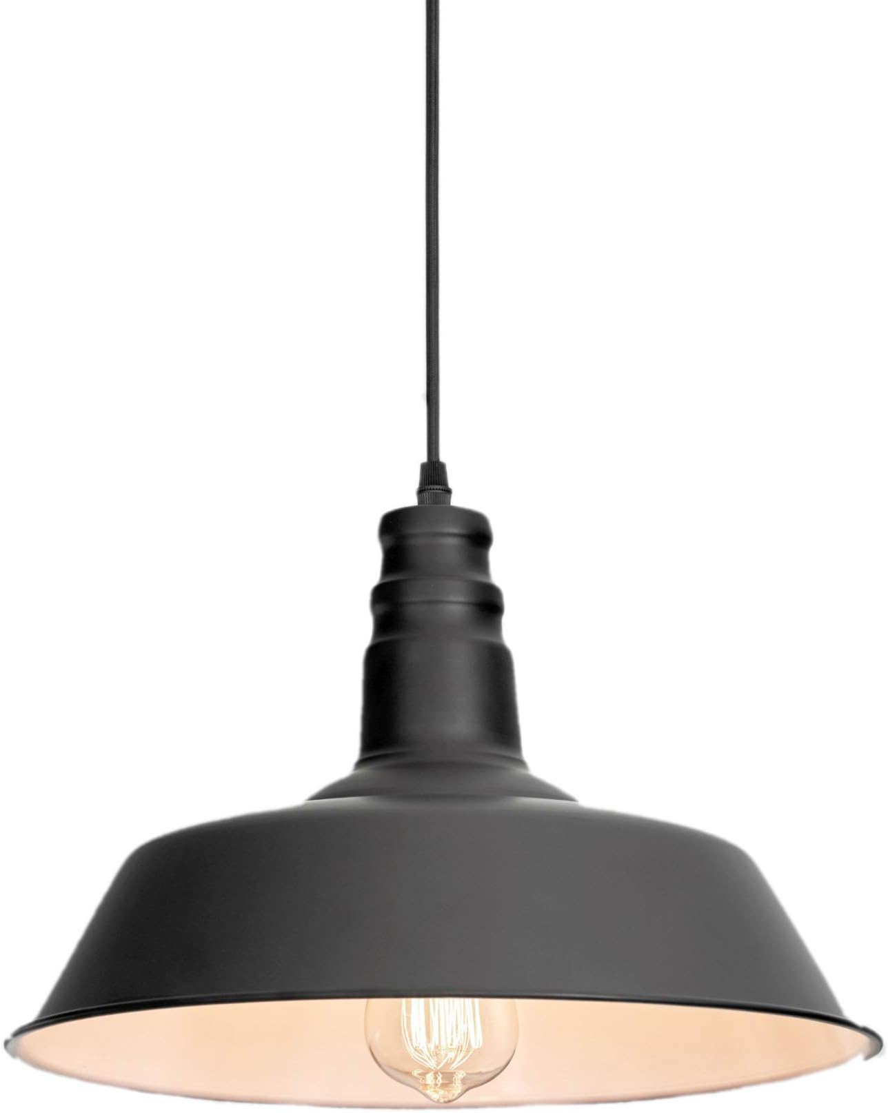 LightLady Studio - Farmhouse Lighting - Barn Pendant Light - 14" Hanging Light Fixture - Great Fixtures for Kitchen Island Lighting or Industrial Decor