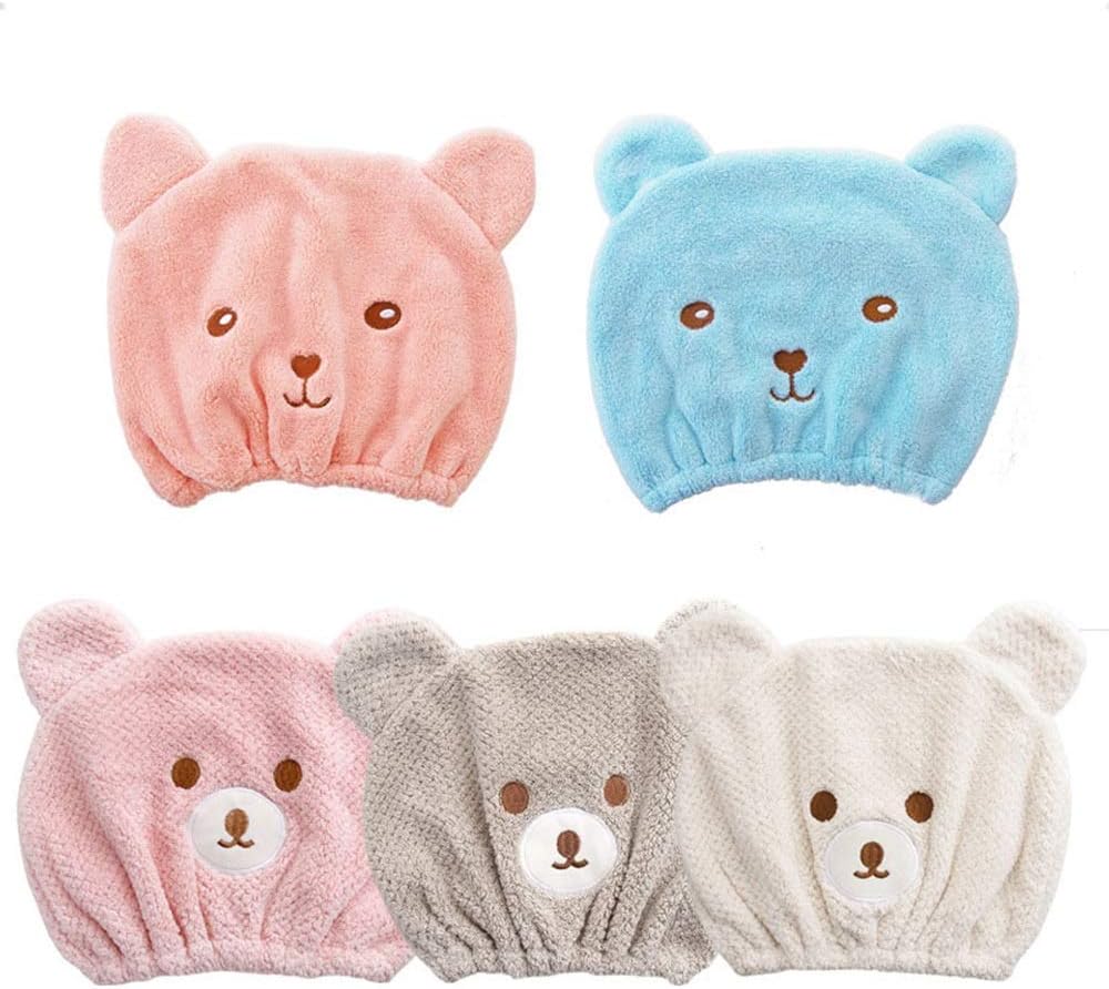 5 Pcs Soft Absorbent Dry Hair Cap Kids Quick Drying Towel Head Wrap Set Microfiber Hair Towel Wrap Hair Cap Quick Dry Hair Towel