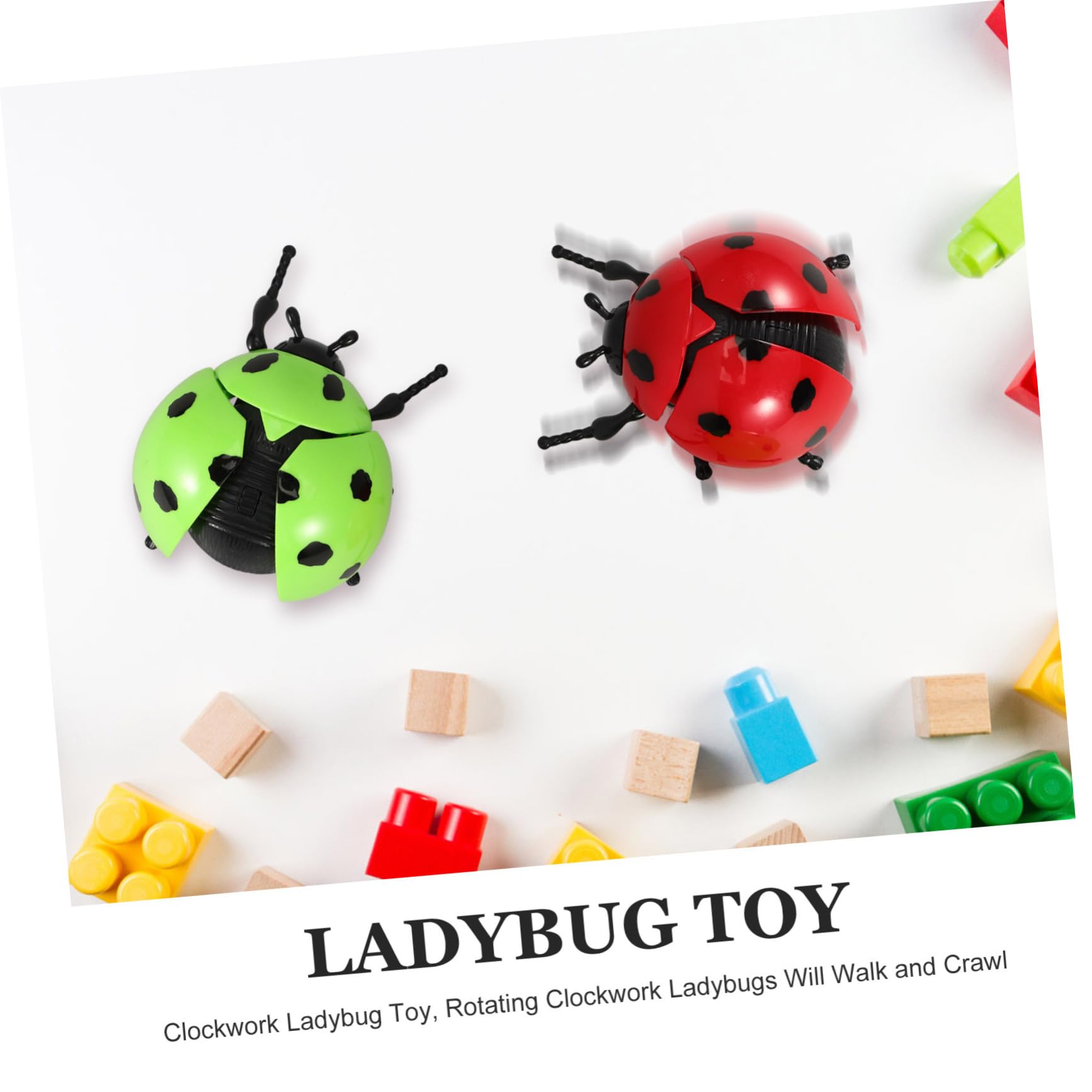 minkissy 2 Giocattoli Educativi da Carica Forma Coccinella Rosso e Verde Realistico e Sicurezza per Stimola Coordinazione e Prescolare