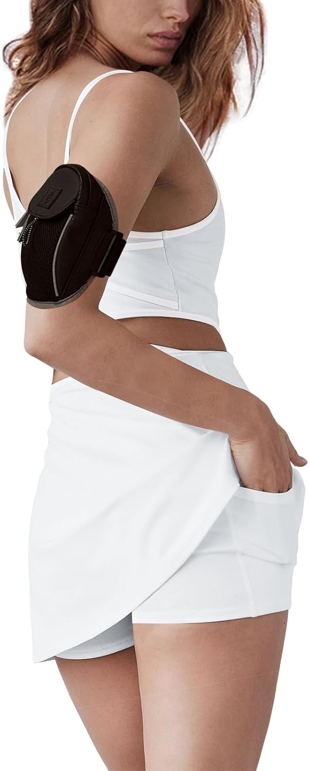 SENSERISE Women's Tennis Dress With Built-in Shorts & Bra - Athletic Golf Workout Skort With Criss Cross Back