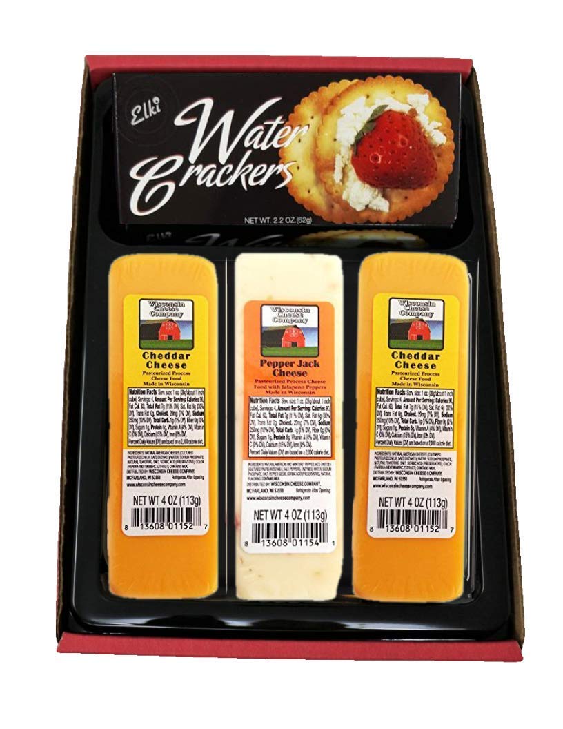 - Wisconsin Cheese Company - Wisconsin Cheddar & Pepper Jack Cheese and Cracker Gift Box - 100% Wisconsin Cheese | Perfect for Parties, Charcuterie Boards, and Holiday Gifts