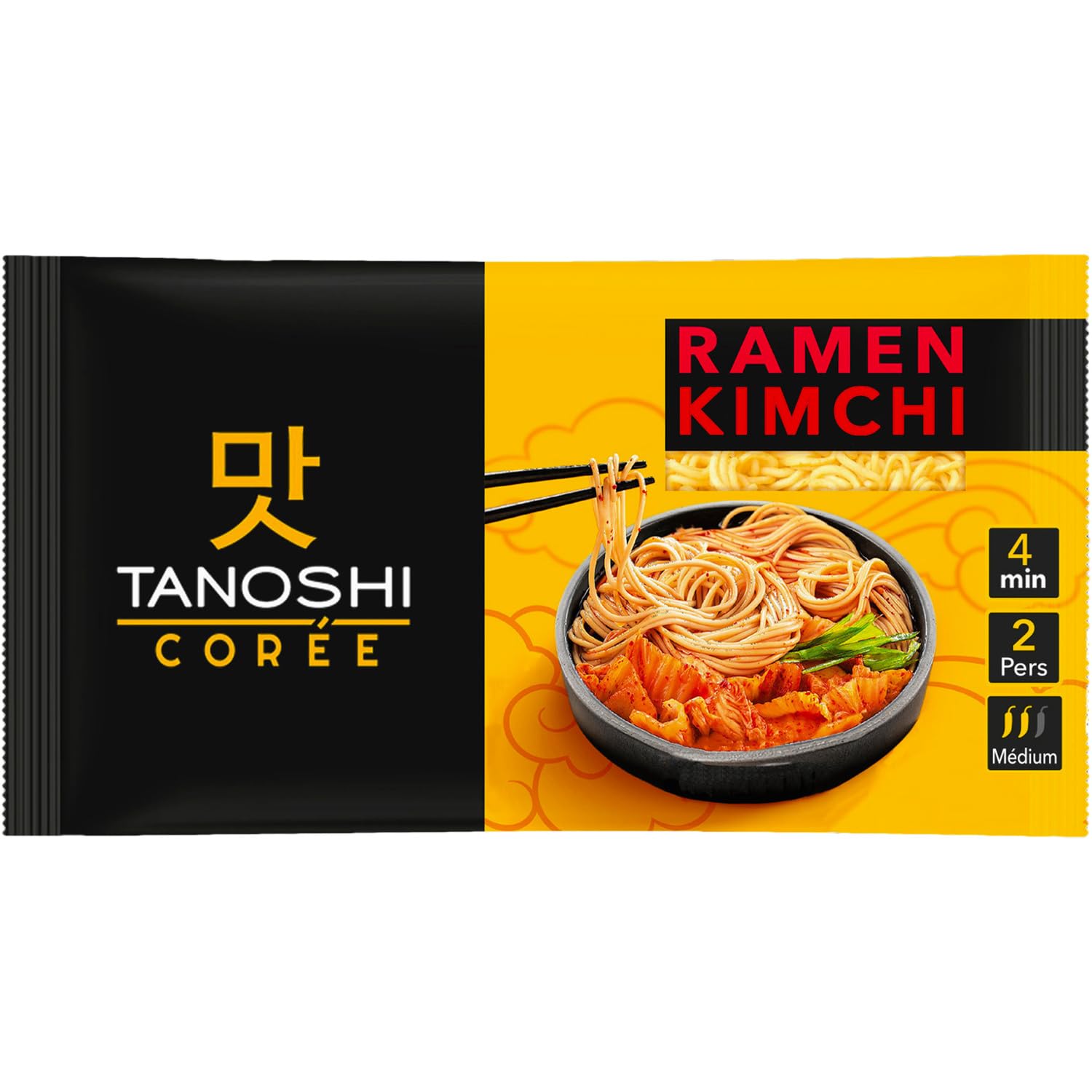 TANOSHI Nouilles Ramen Kimchi — 360 g — Authentique Corée — 2 Portions — Prêt en 4 Minutes - Lot de 3