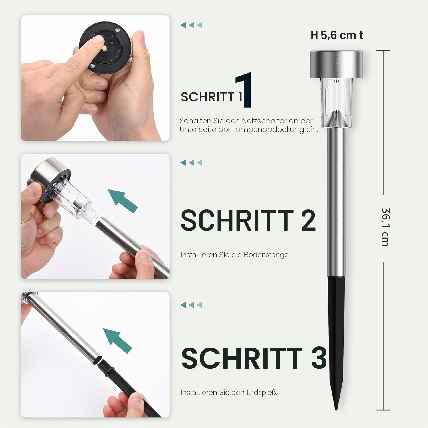 GIGALUMI Solarlampen für außen, Solarleuchten für Garten, 12 Stück, wasserdichte Solar Gartenleuchten für außen Garten, Balkon, Terrasse, Rasen, Wege (Warmweiß)