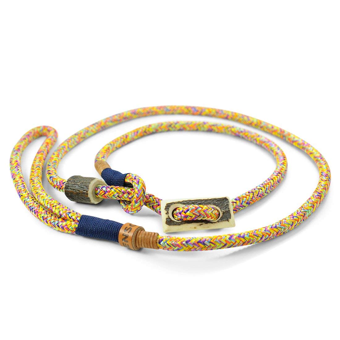 Retriever-Leine/Moxonleine Elegant-Style | handgefertigte Hundeleine aus Tau mit Halsbandfunktion & Horn-Stopper | 8mm – besonders leicht & handlich | Training, Alltag & Spaziergang