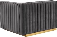 Vista 209 de Modway Conjure - Sofá seccional tapizado de terciopelo de alto rendimiento, con canal, silla sin brazos en negro y gris