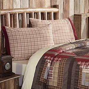 Rustic Creme White Plaid Cotton Tacoma Bedding Standard Pillow Case Set of 2