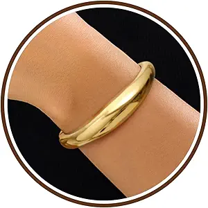 Chunky Gold Bracelet Gold Cuff Bangle Bracelets for Women Non Tarnish Teen Girl Gifts Trendy Stuff Wide Hinged Irregular Twisted Bangle Christmas Stocking Stuffers Minimalist Birthday Anniversary Jewelry