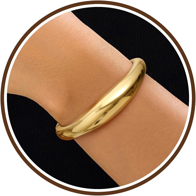 Chunky Gold Bracelet Gold Cuff Bangle Bracelets for Women Non Tarnish Teen Girl Gifts Trendy Stuff Wide Hinged Irregular Twisted Bangle Christmas Stocking Stuffers Minimalist Birthday Anniversary Jewelry