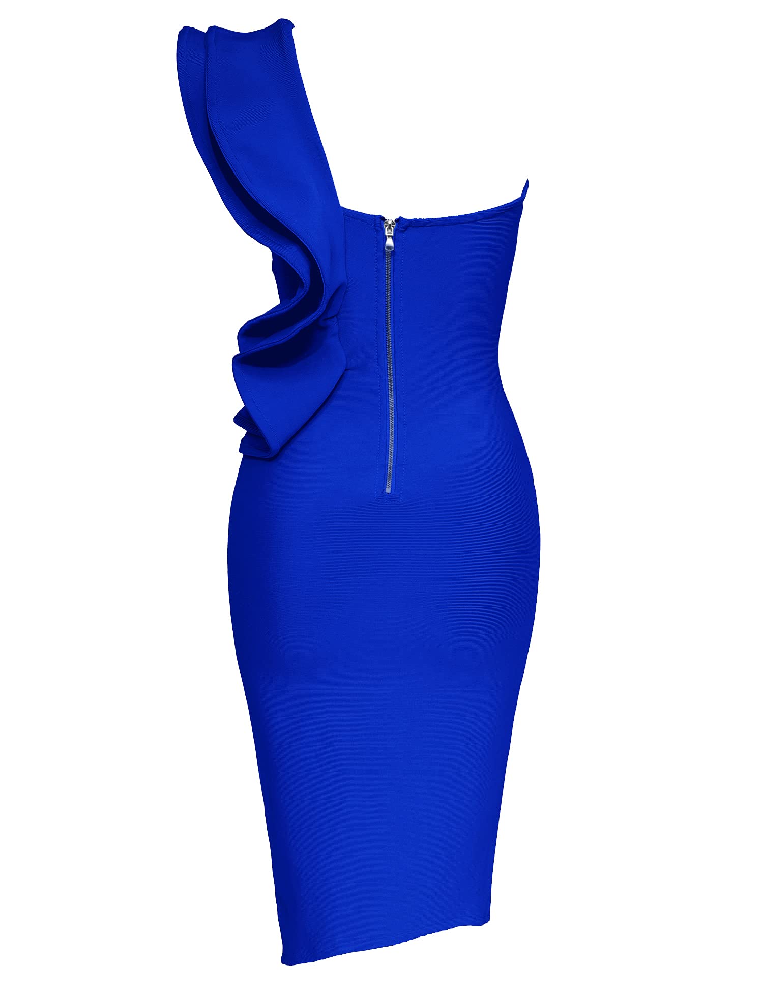 Vestido de discoteca para mujer con un hombro y volantes laterales divididos a la moda hasta la rodilla