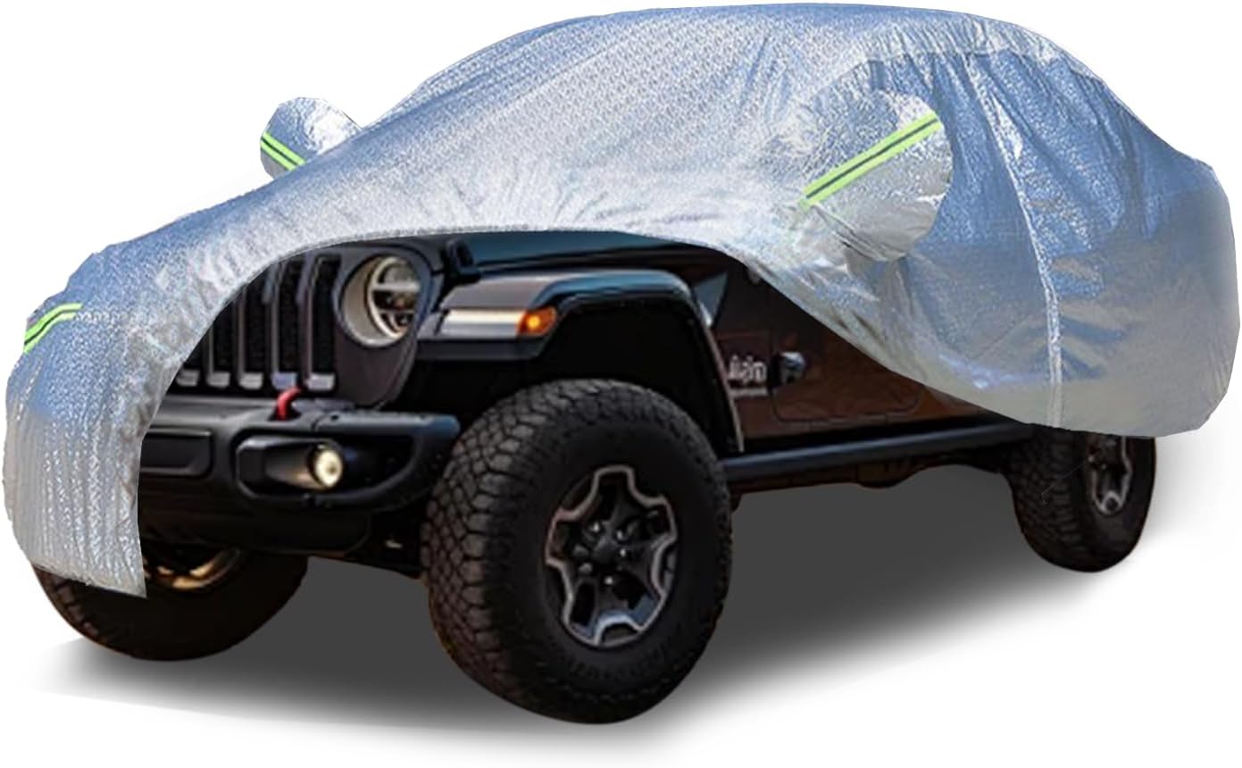 5 Layers Waterproof Car Covers for Automobiles All Weather Season UV Protection Rainproof Outdoor Full Cover Universal Fit SUV 191" to 200"