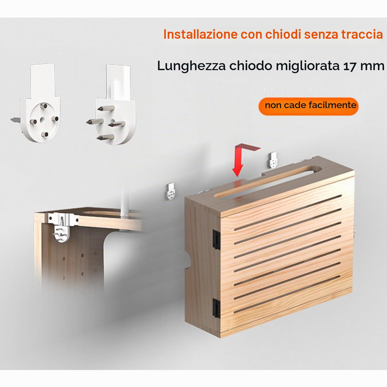 Mensola Router WiFi, Scatola di Immagazzinaggio Parete, Organizer Cavi in Legno per Casa e Ufficio - Bianco