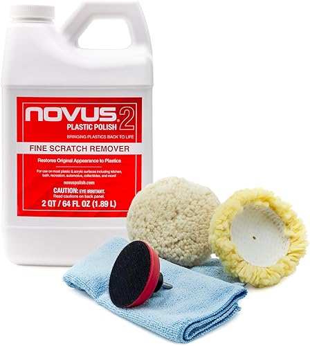 NOVUS Esmalte de plástico con kit de pulido  Removedor de arañazos fino #2  Botella de 64 onzas