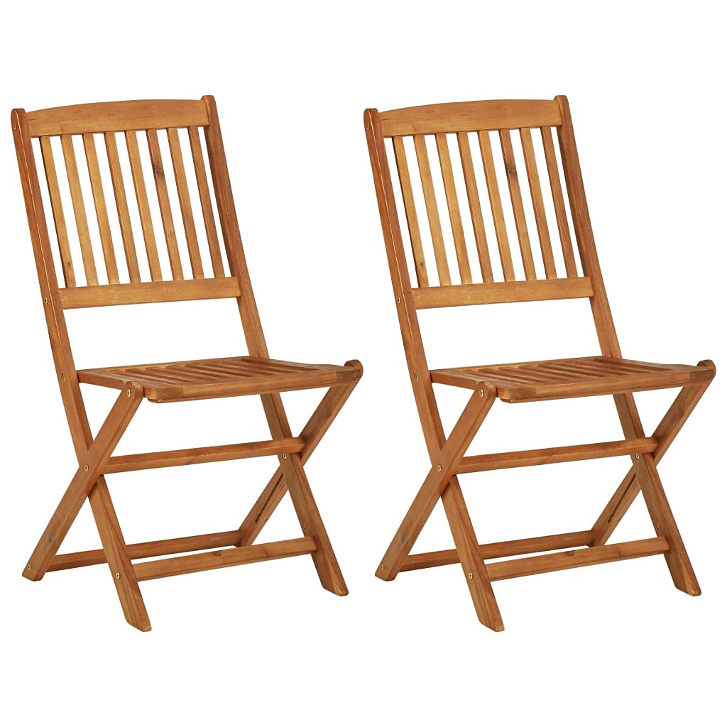 Set da bistrot pieghevole, in legno di acacia massiccio, tavolo e sedie per giardino, patio, cortile, sala da pranzo all'aperto, set di mobili da 3 pezzi
