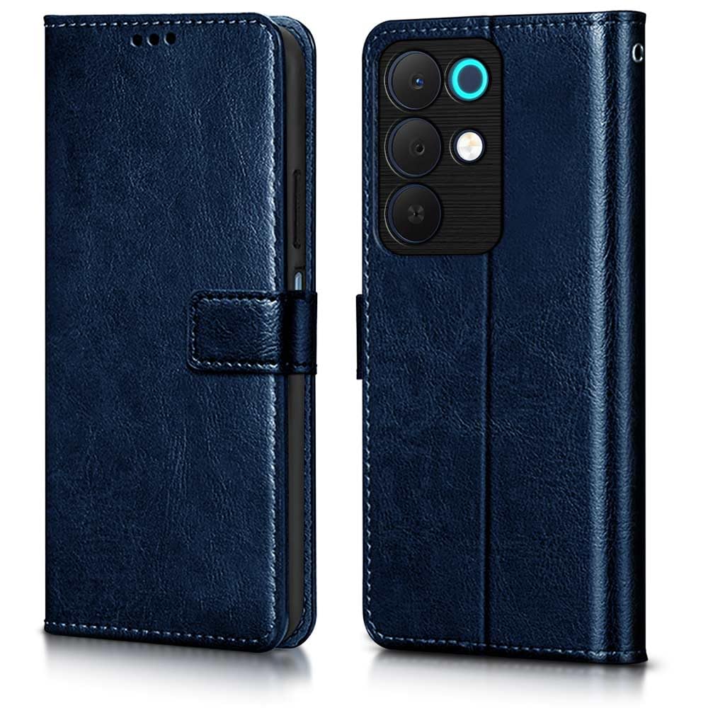 WOW IMAGINE Shock Proof Flip Cover Back Case Cover for Realme Narzo 90X 5G / Realme C85 5G / Realme 15X 5G (Flexible | Leather Finish | Card Pockets Wallet & Stand | Blue)