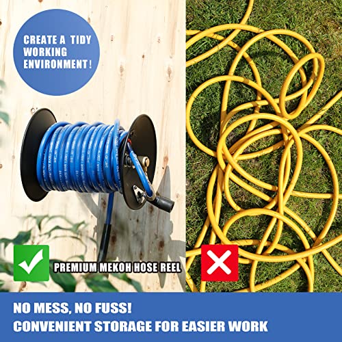 MEKOH Pressure Washer Hose Reel 100ft, 4000 PSI Heavy Duty Wall Mounted, Metal Hand Crank, Outdoor for Air/Liquid/Water Use - Image 3