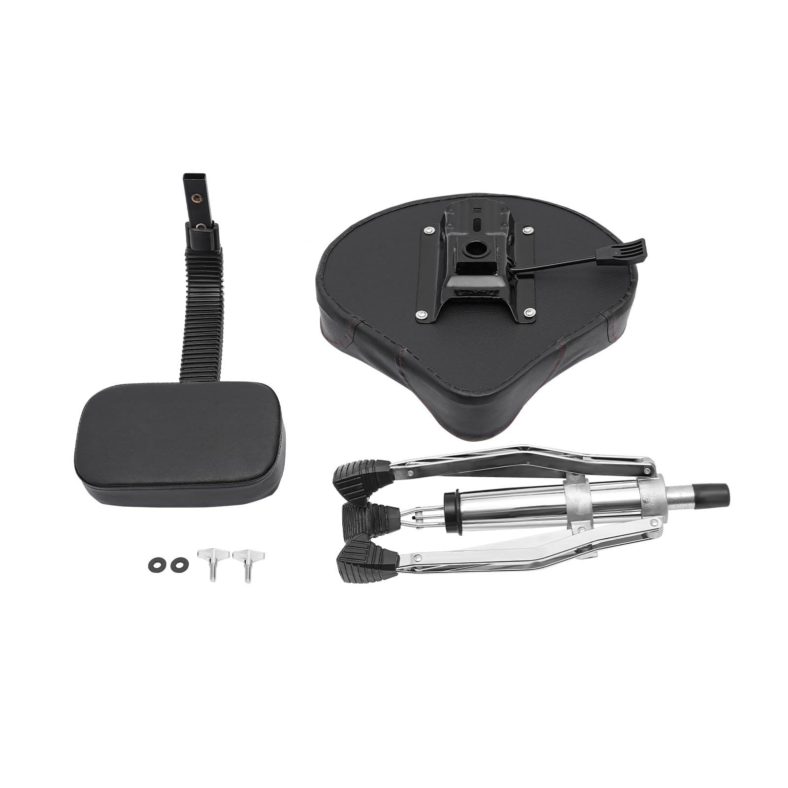 Tabouret de batterie, réglable en hauteur de 45 à 60 cm, avec dossier, rotatif à 360 °, noir