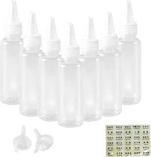 8 Pcs 2oz Plastic Squeeze Bottles with Caps, Reusable Small Squeeze Bottle for Paint Art Lotion Glue Liquids Travel Kitchen and Crafts, with Small Funnel and Blank Label