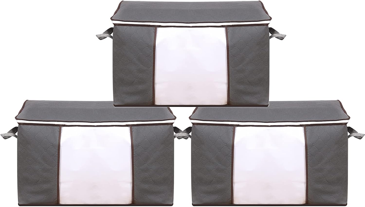 NEWSONA Aufbewahrungstaschen 3er Set - 90L, Mit Sichtfenster, 60x45x35cm