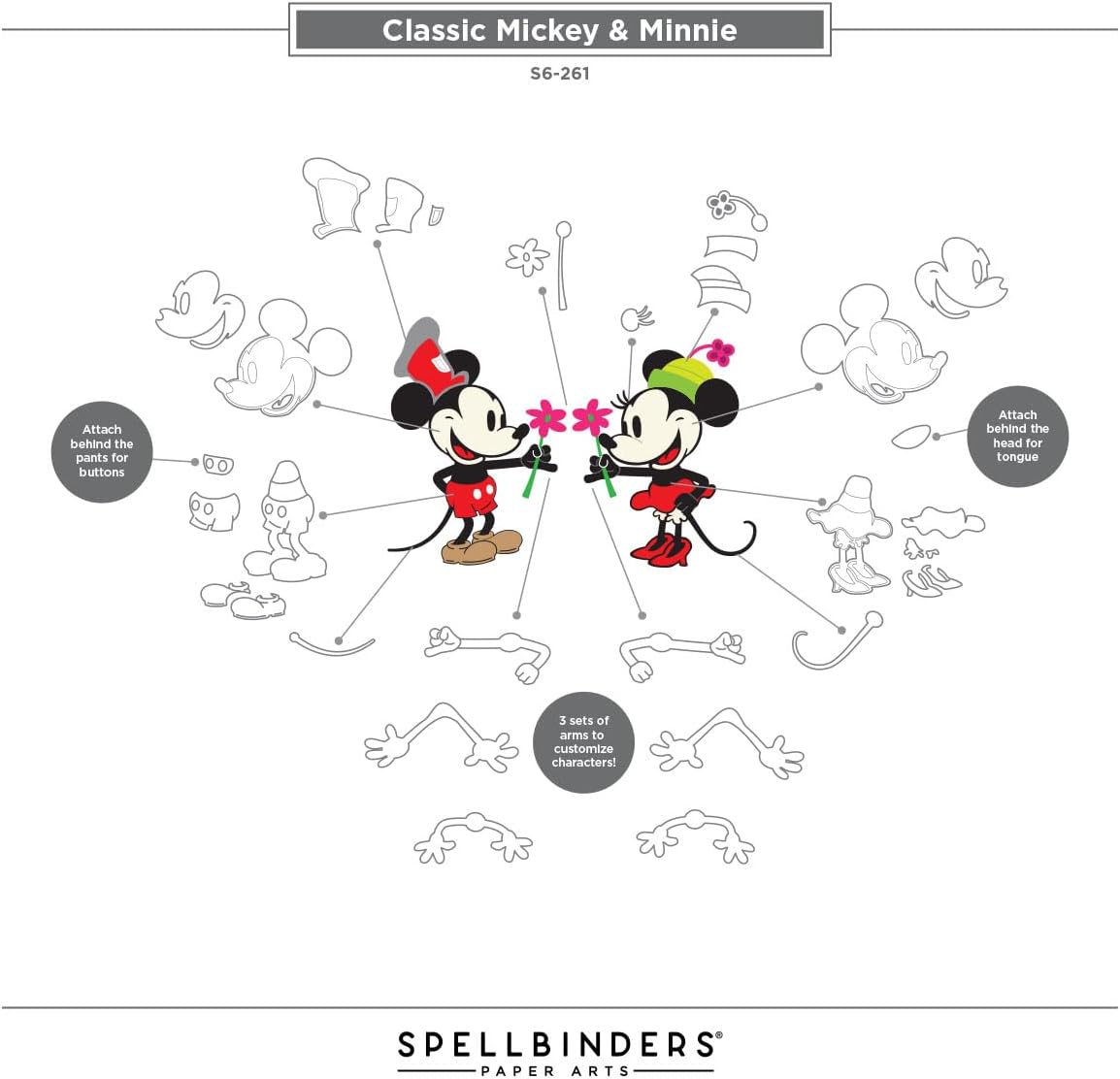 Spellbinders Steamboat Willie Duo Etched Cutting Dies from the Say Cheese Classic Mouse Collection (S6-261)