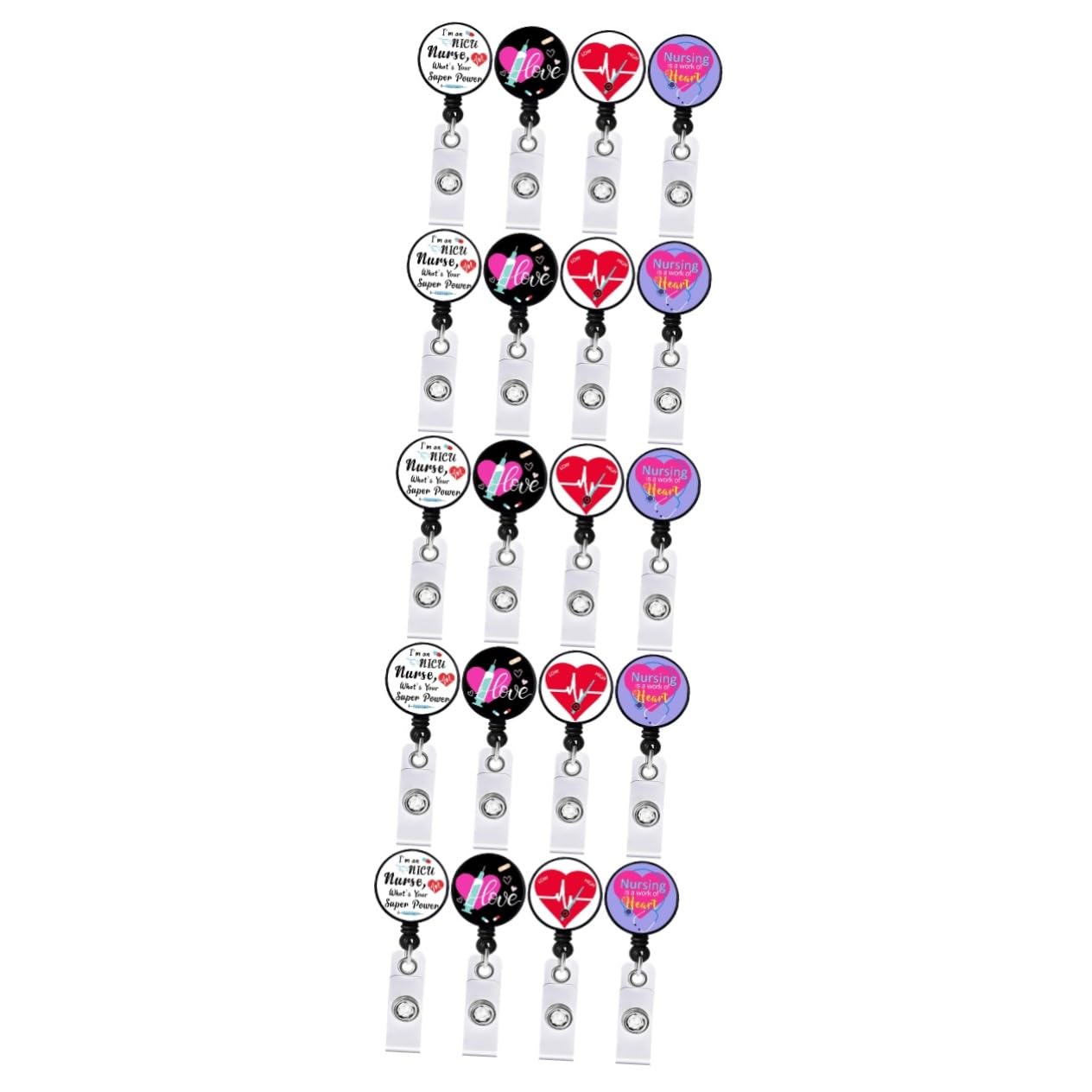 Amosfun 20pièces Clip De Badge Rétractable Avec Corde Id Support Pratique Pour Médecins Et Infirmiers Accessoires De Nom Pour Badge