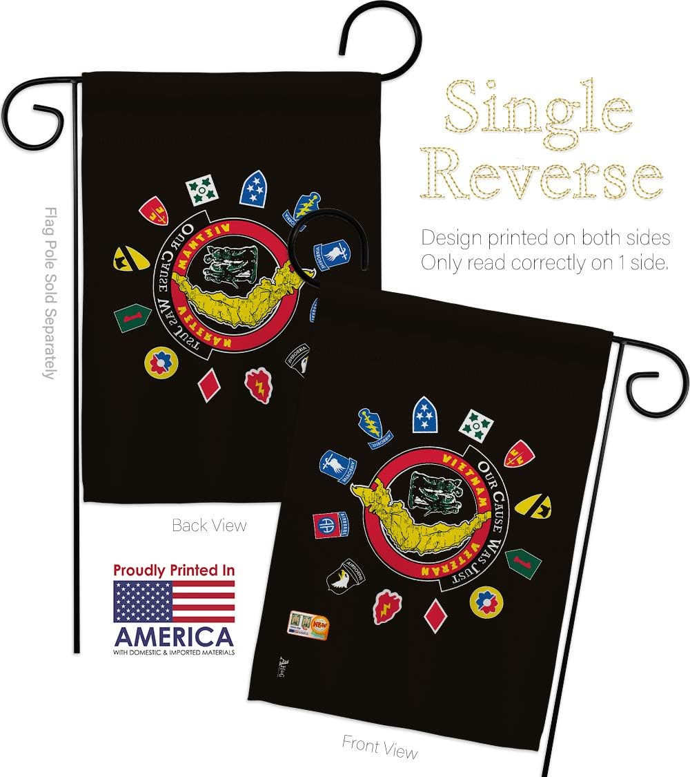 Vietnam Veteran Garden Flag Set Wall Holder Armed Forces Military Service All Branches Support Honor United State American Official Small Gift Yard House Banner Made In USA 13 X 18.5