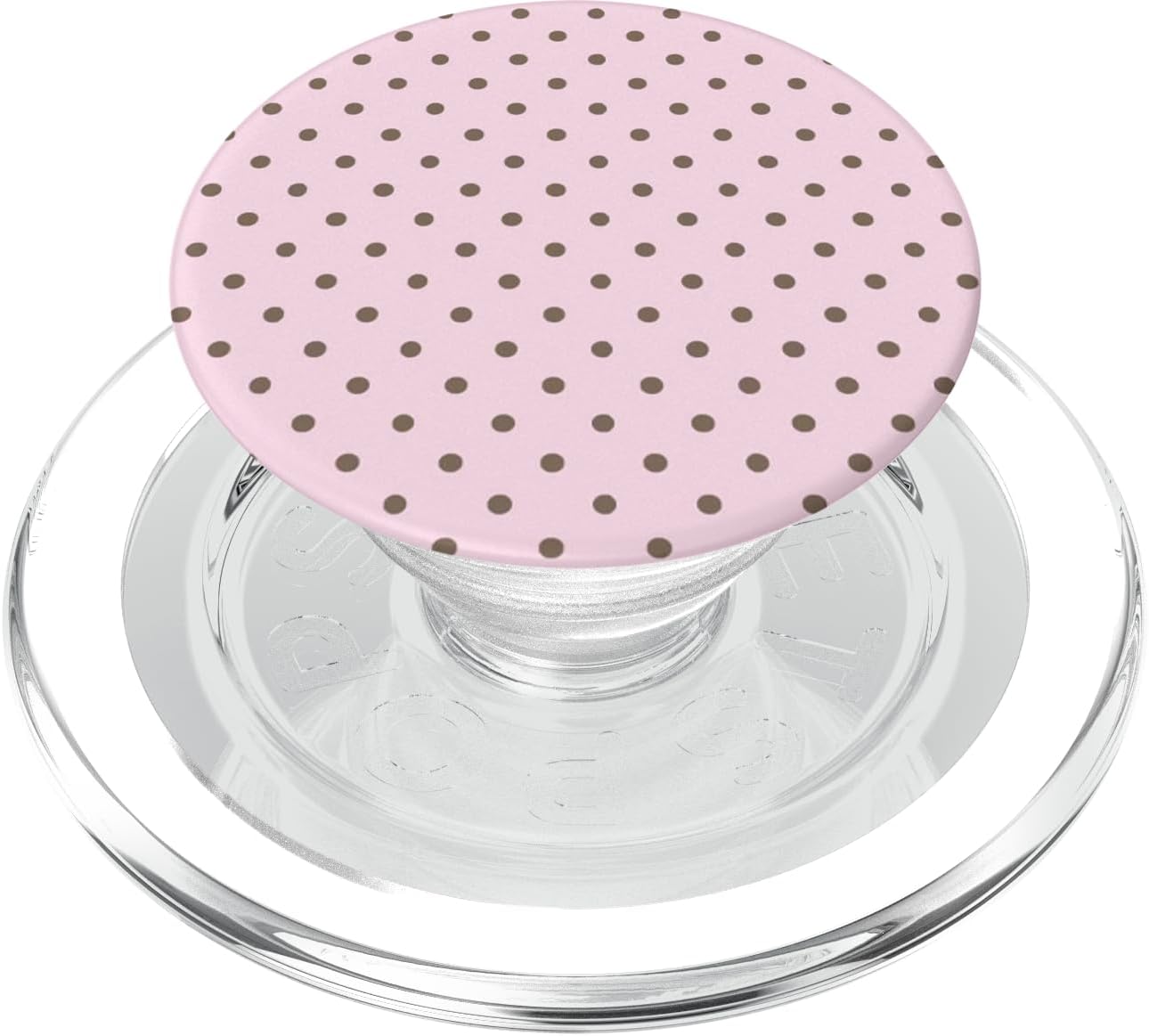 Pink Brown Polka Dot Pattern PopSockets PopGrip for MagSafe