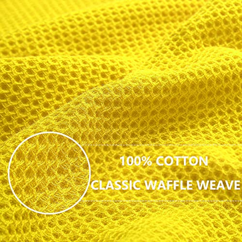 Image of Homaxy 100% Cotton Waffle Weave Kitchen Dish Cloths, Ultra Soft Absorbent Quick Drying Dish Towels, 12 x 12 Inches, 12-Pack, Yellow