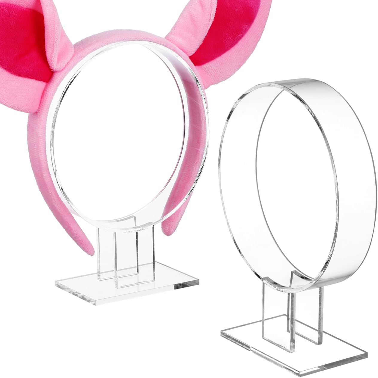 Toyvian 2Pcs Acrylic Headband Display Stand Hair Hoops Holder | Headband Organizer for Women Home Boutique Counter Lightweight Compact 6.69X3.34X2.16In
