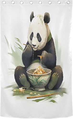 Miniatura 2 de linqin Panda Ramen - Cortinas largas negras para dormitorio y sala de estar, 84 pulgadas, cortinas de piso a techo, cortinas de baño, 1 panel