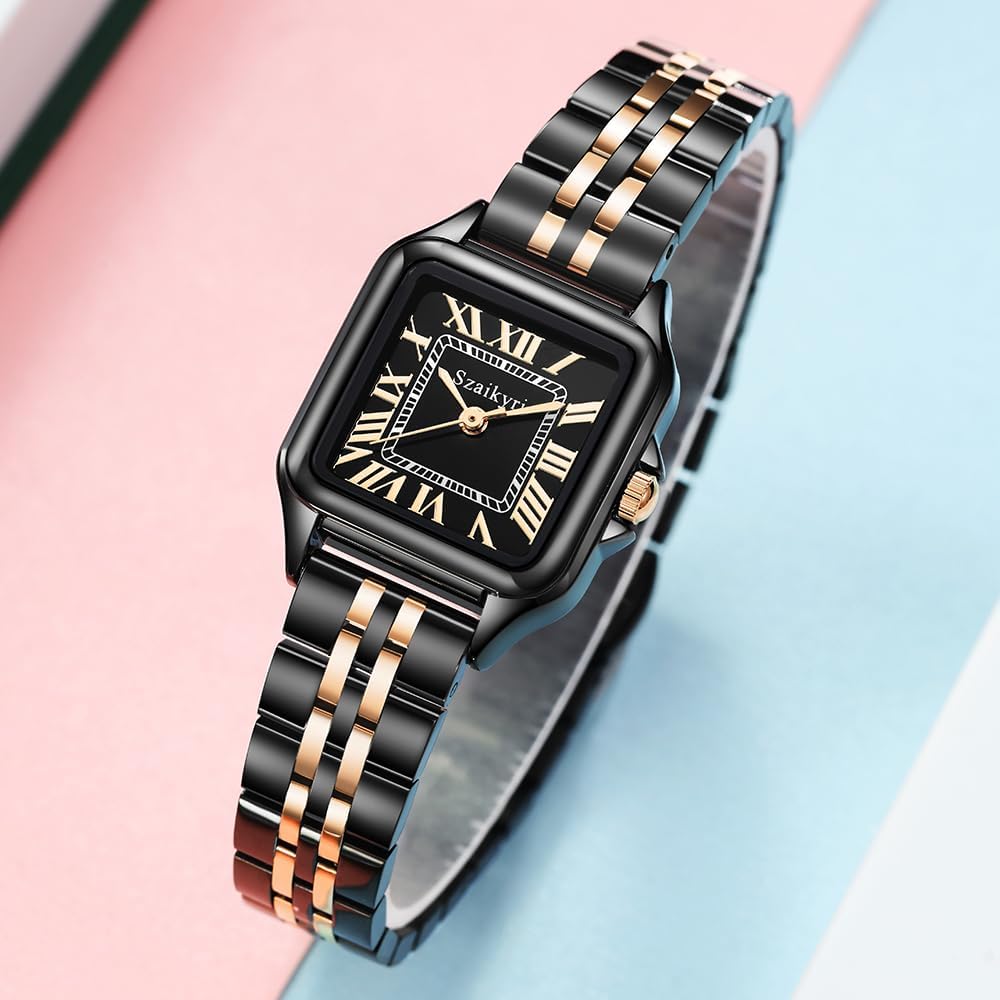 Szaikyri Classic Square Watches for Women with Roman Numerals Ladies Casual Dress Watch