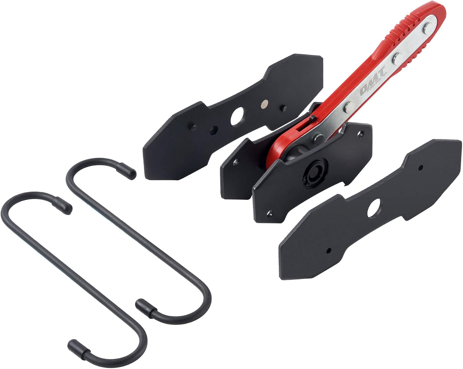 Brake Caliper Tool Set | Ratcheting Brake Piston Tool Kit with Ratchet Wrench & 2 Hanger Hooks | 360 Degree Brake Caliper Press Automotive Hand Tool for Brake Pads Bearings More, Red