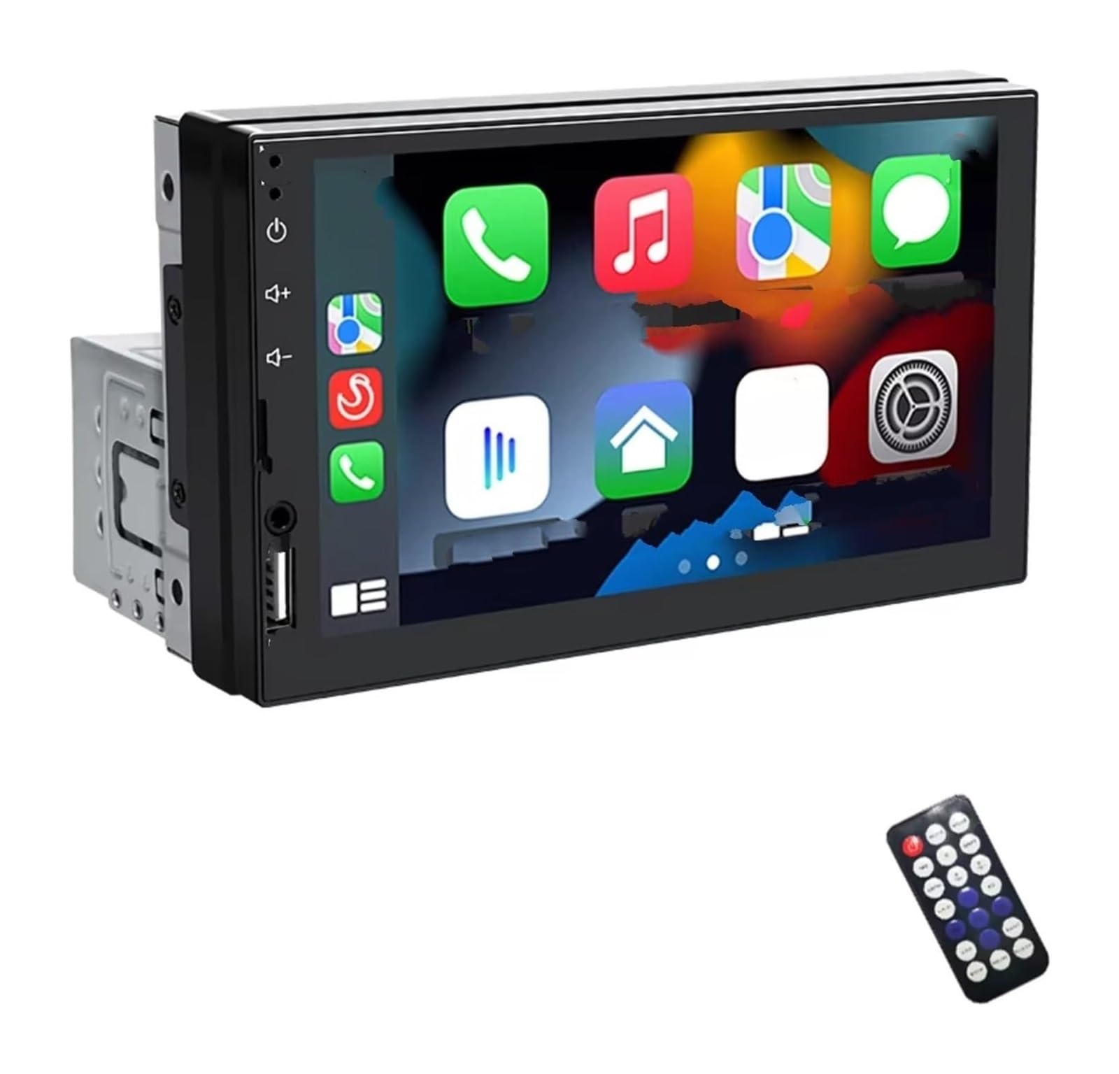 Estéreo Multimedia 1 DIN CarPlay Android Auto 7 Pulgadas WIFI6 Pantalla Táctil IPS 5 GHz Bluetooth FM AUX Enlace Espejo Universal Cámara de Respaldo(with 8 LED Camera)