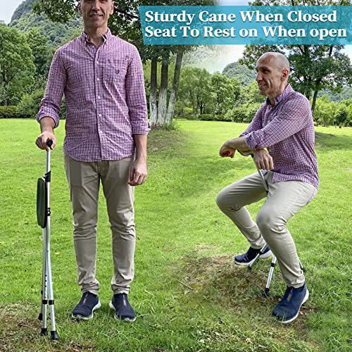 Honmido Portable Adjustable Folding Walking Cane With Seat Allows Durability While Walking And Convenience For Sitting, Alloy Crutch Chair, Anti-Slip Lightweight Walking Stick For Seniors (Black) #TOP1