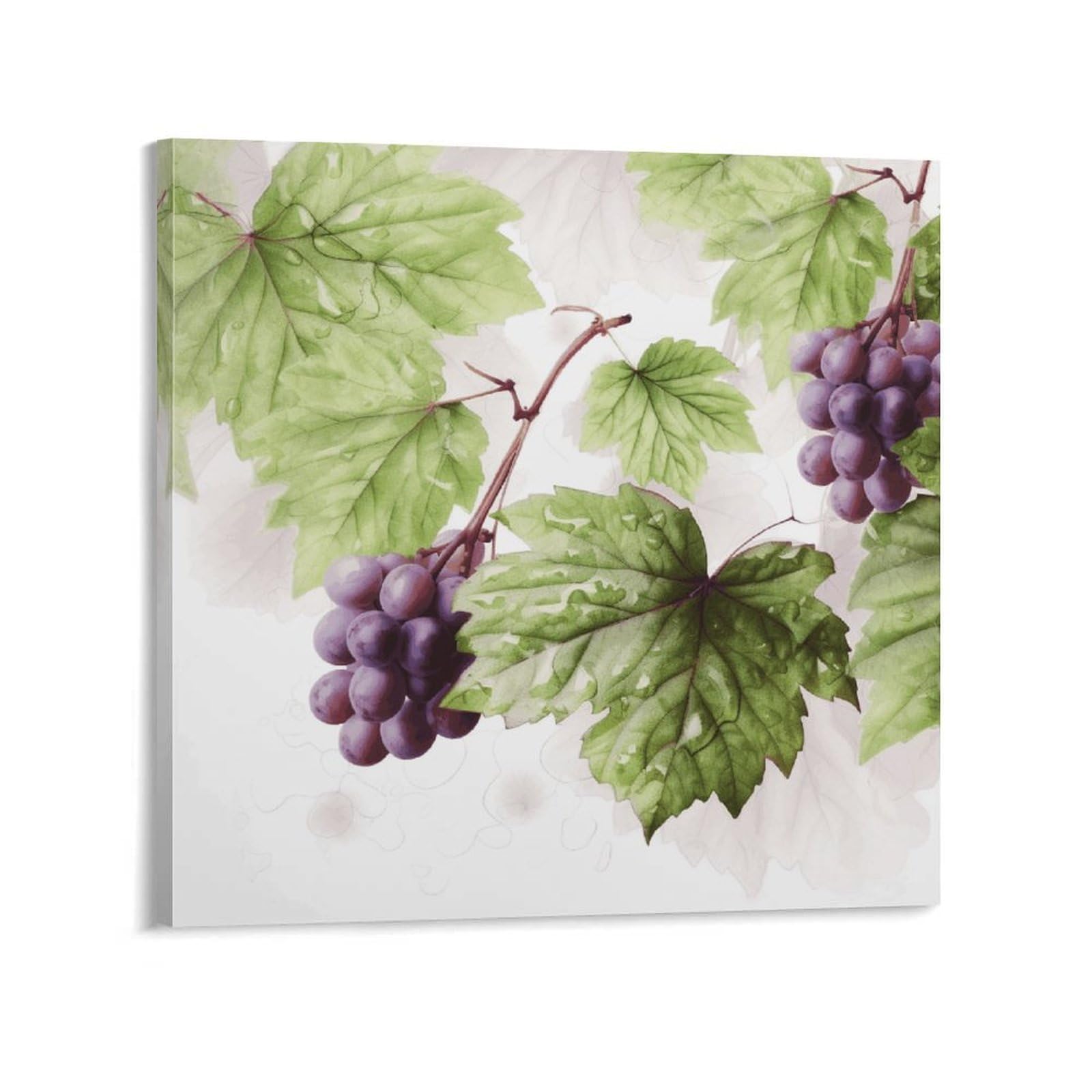 KLOPH Beautiful Grape Leaves Canvas Wall Art for Living Room 12x12inch Modern Artwork Painting for Bathroom Hanging Canvas Prints Aesthetic Wallart for Bedroom Kitchen Office Wall Decor