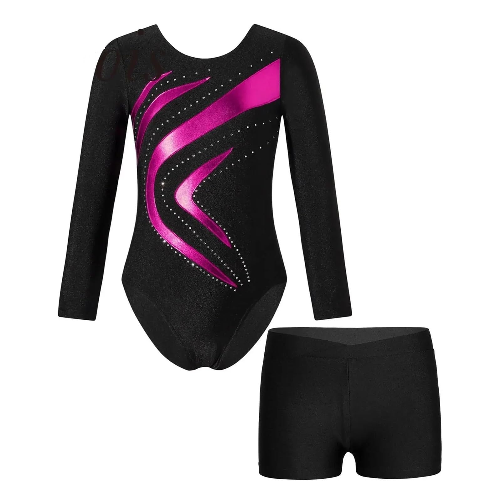 Maillot Gimnasia Ritmica Body de Leotardo de Gimnasia de retales for niños, Conjuntos de Ropa de Baile de Manga Larga, Traje de Ballet for niñas, Mono de Patinaje artístico(Gold,12)