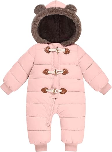 Belovecol Baby Boys Girls Snowsuit Toddler Snow Suit with Zipper Winter Warm Jumpsuit Coat for 3-24 Months
