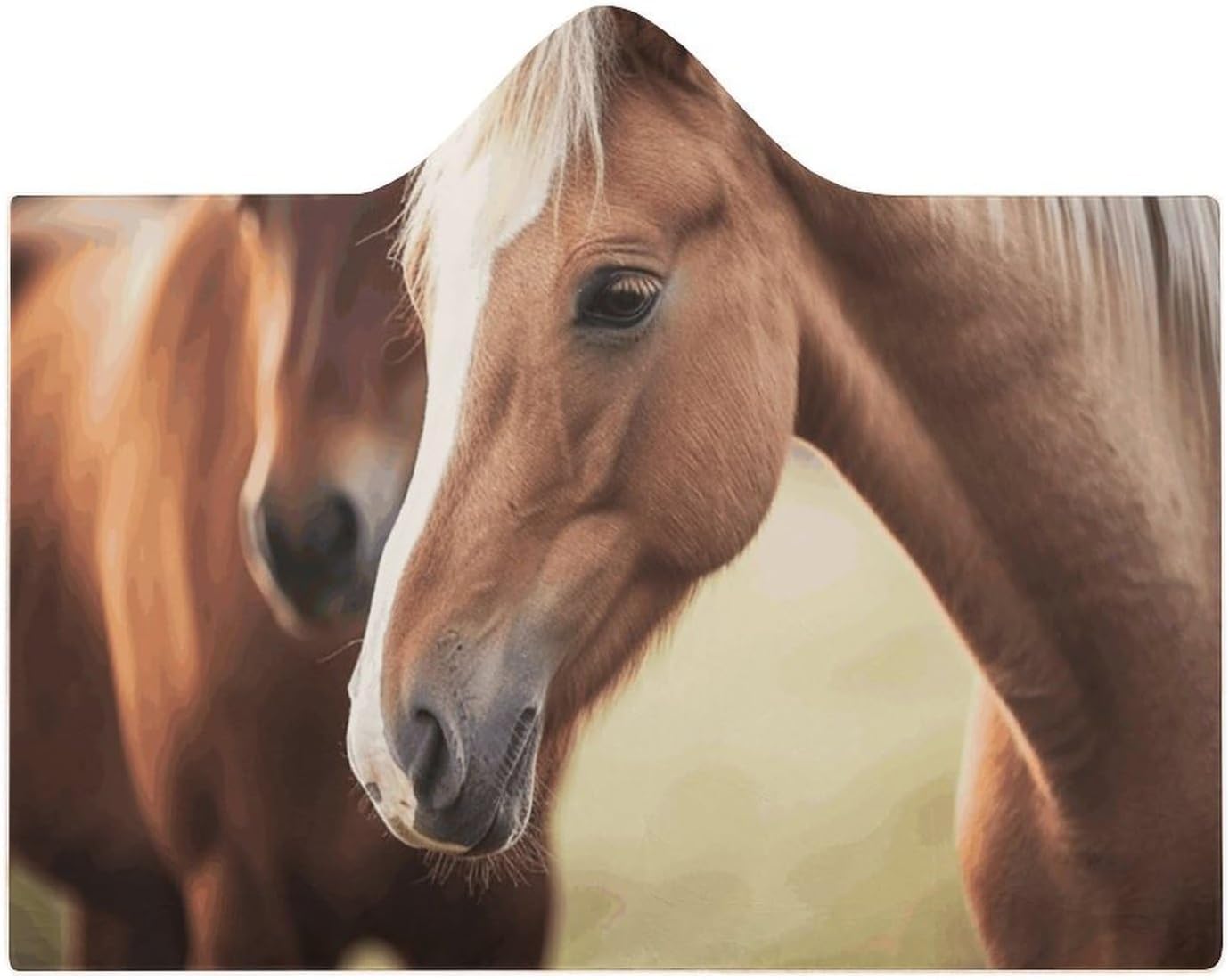 Adorable Horse Wearable Hooded Blanket, Ultra Soft Arctic Velvet Cape Cloak Unisex - Cozy Wearable Blanket