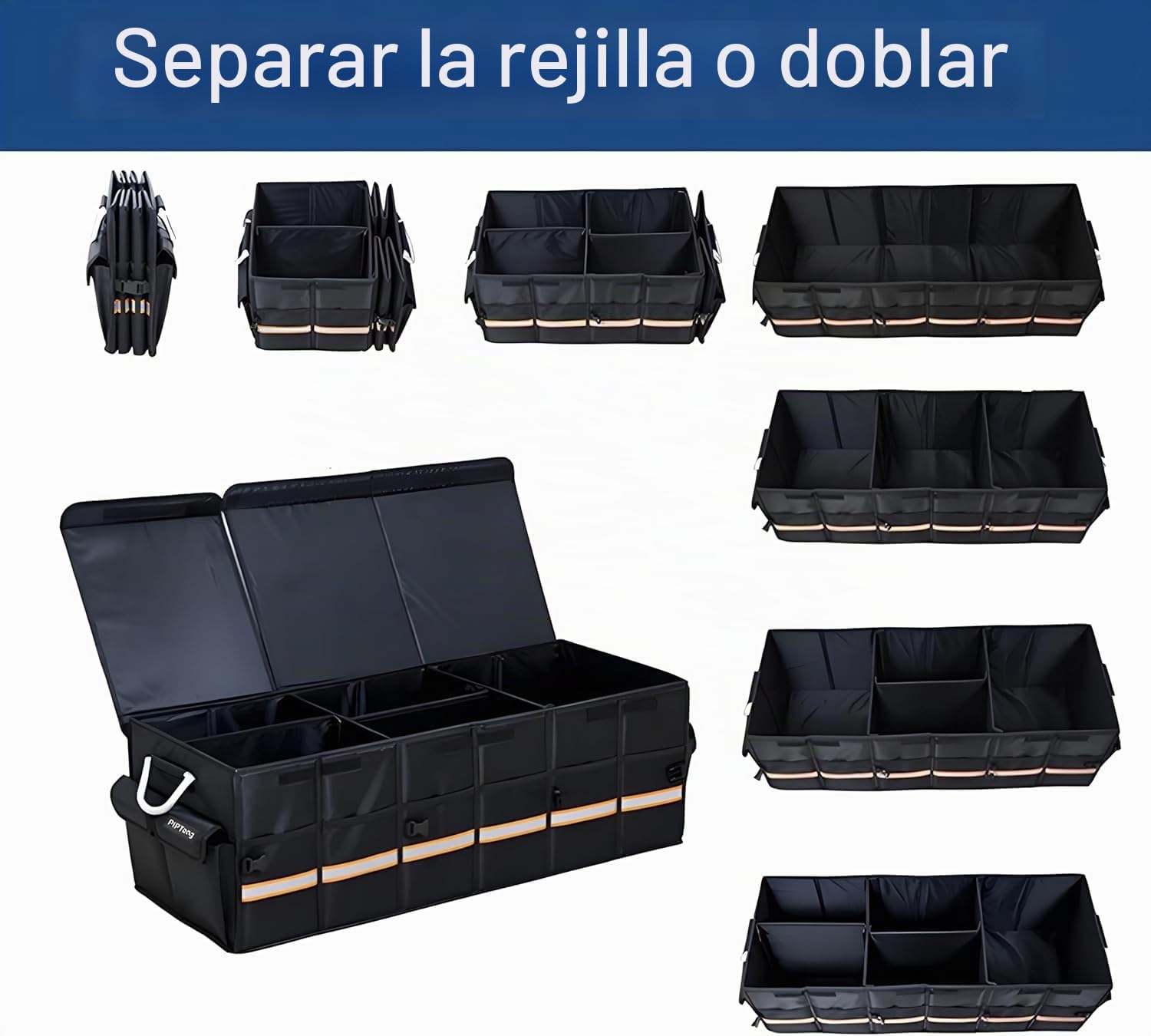 90cm 100L XL Grande Organizador Maletero Coche Grande, Viaje Caja Almacenamiento Organizador Coche,Resistente,Plegable,Multicompartimento, Esenciales Para Coche Negro (XL 35,4X13,8X11,8in)