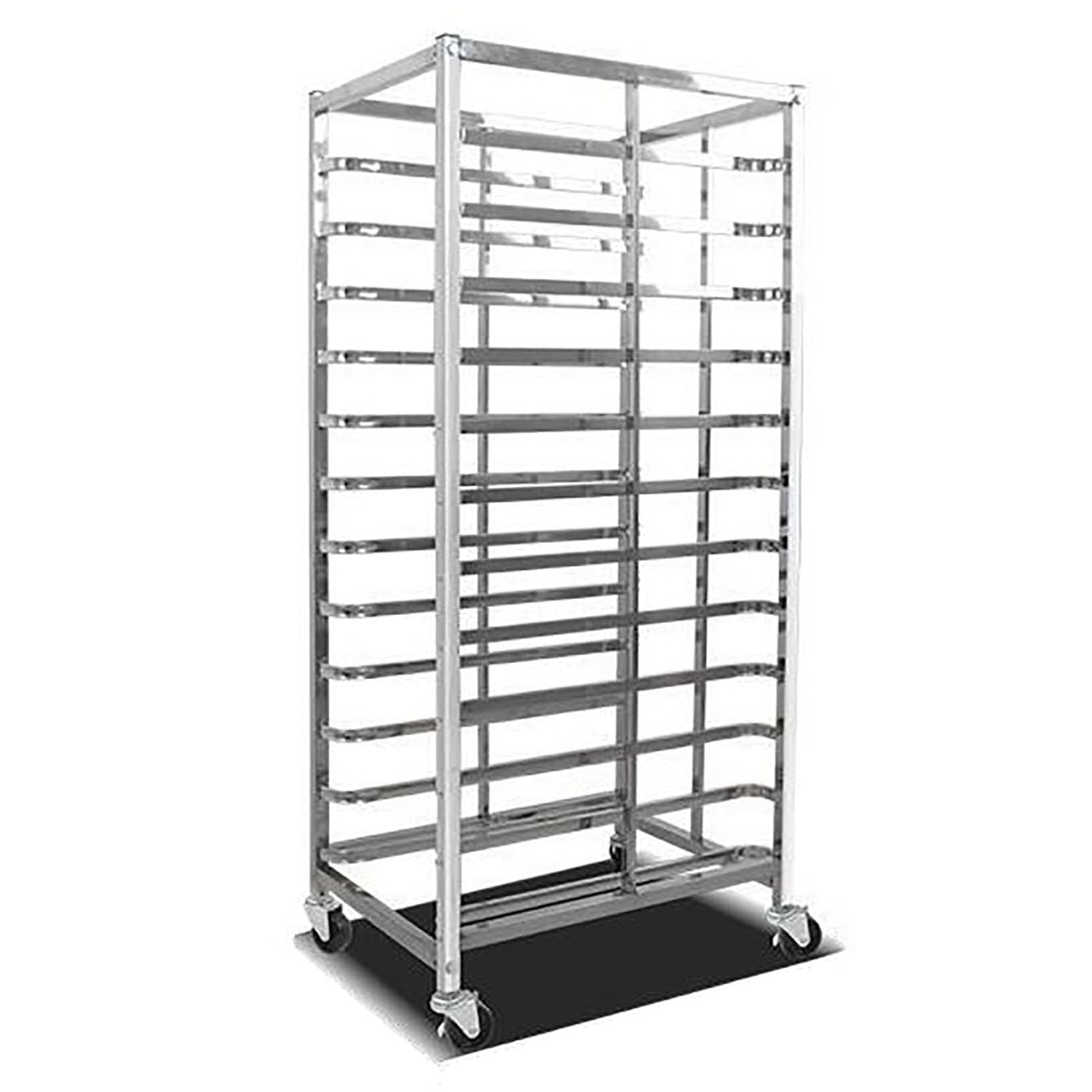 Carrello Porta teglie Commerciale, Resistente, per teglie da Forno, con Ruote, 15 Ripiani, in Acciaio Inox, Mobile da Cucina, per riporre metà o Intere teglie, Tubo,12 Tier Square Tube