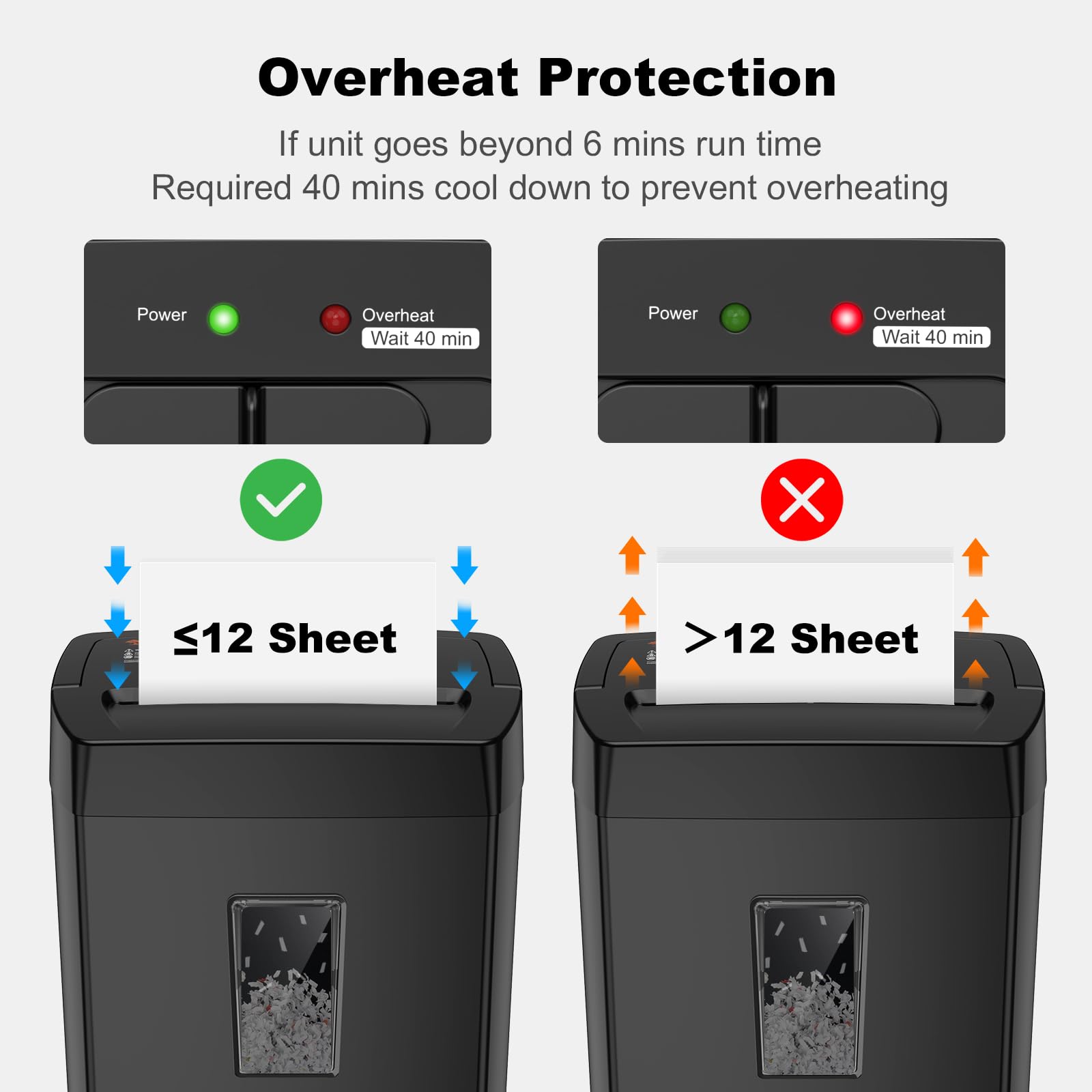 Bonsaii 12-Sheet Cross Cut Paper Shredder, 5.5 Gal Home Office Heavy Duty Shredder for Paper, Credit Card, Mail, Staples, with Transparent Window, High Security Level P-4 (C275-A) — Amazon image 6