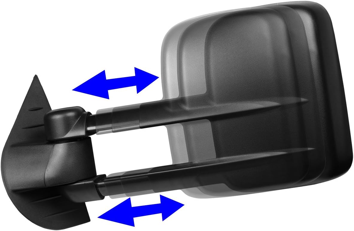 Auto Dynasty Driver Left Sdie Rear View Towing Mirror - Manual Telescoping | Manual Adjustment - Compatible with Chevy Silverado Suburban Tahoe GMC Sierra Yukon Escalade 07-14, Textured Black
